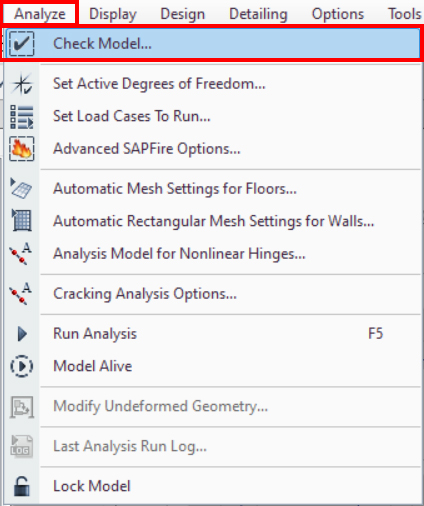 এখন আমরা Analyze → Check Model